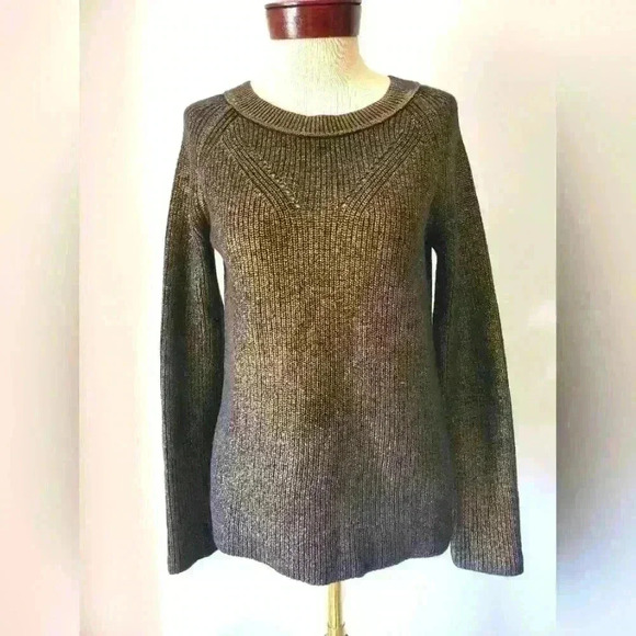 MARC CAIN gold/ black wool and cashmere sweater. Size N2 (US 6) - Picture 1 of 14